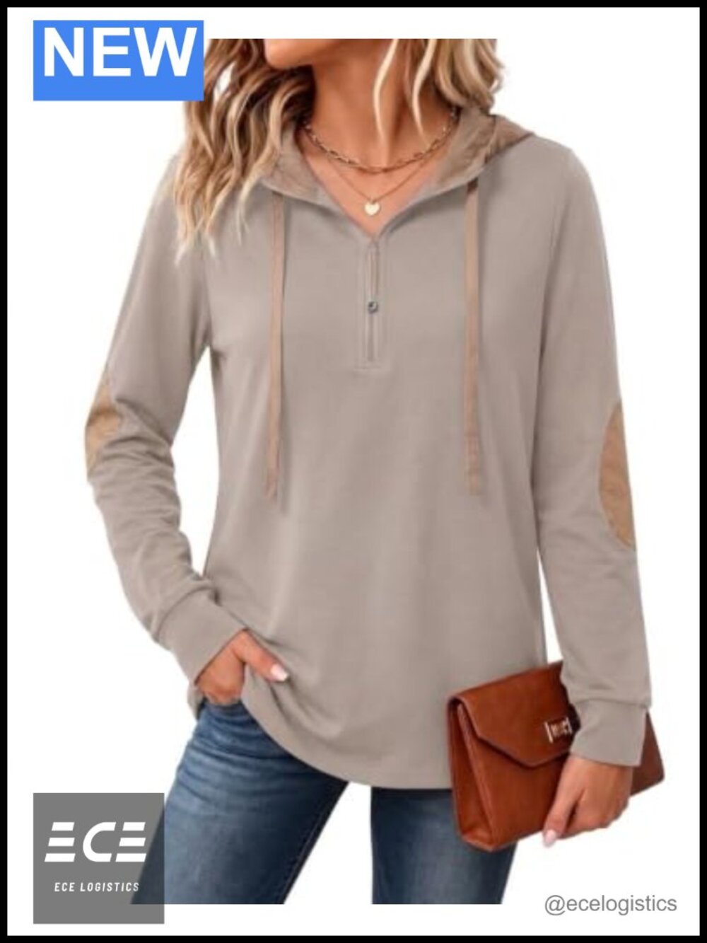 Quilted Quarter Zip Hoodie Pullover Sweatshirt Cotton Polyester Blend